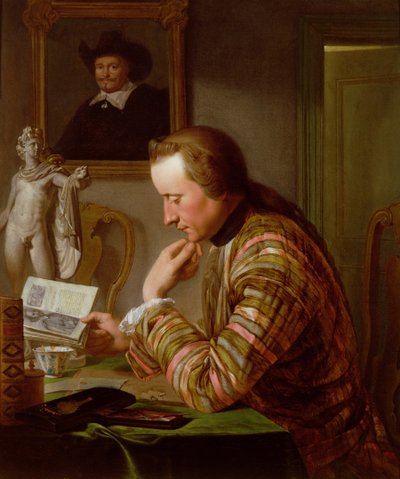 Gentleman Reading at a Table by Candlelight by Jan Maurits Quinckhardt